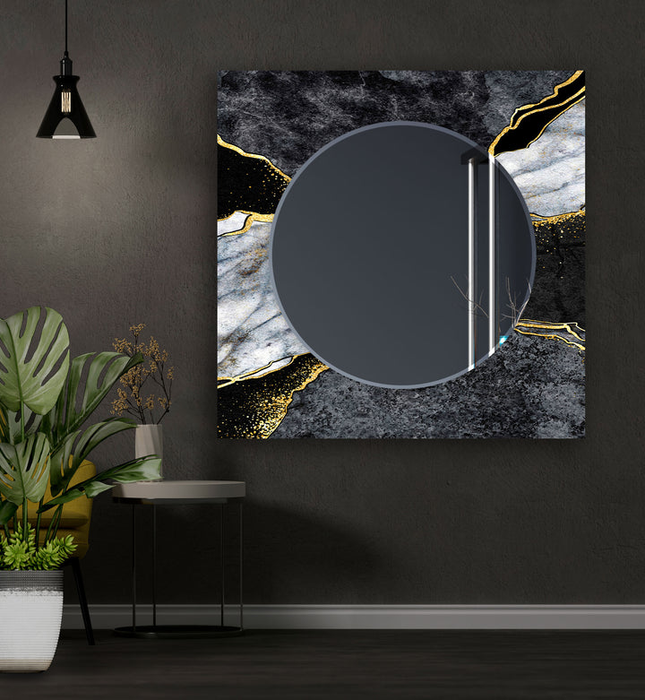 Black & Gray Abstract Wall Mirror Large Wall Mirror
