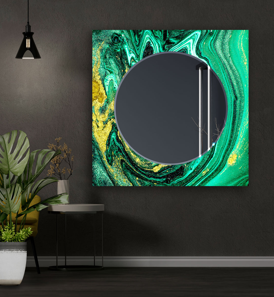 Green Epoxy Design Wall Mirror Long Mirror
