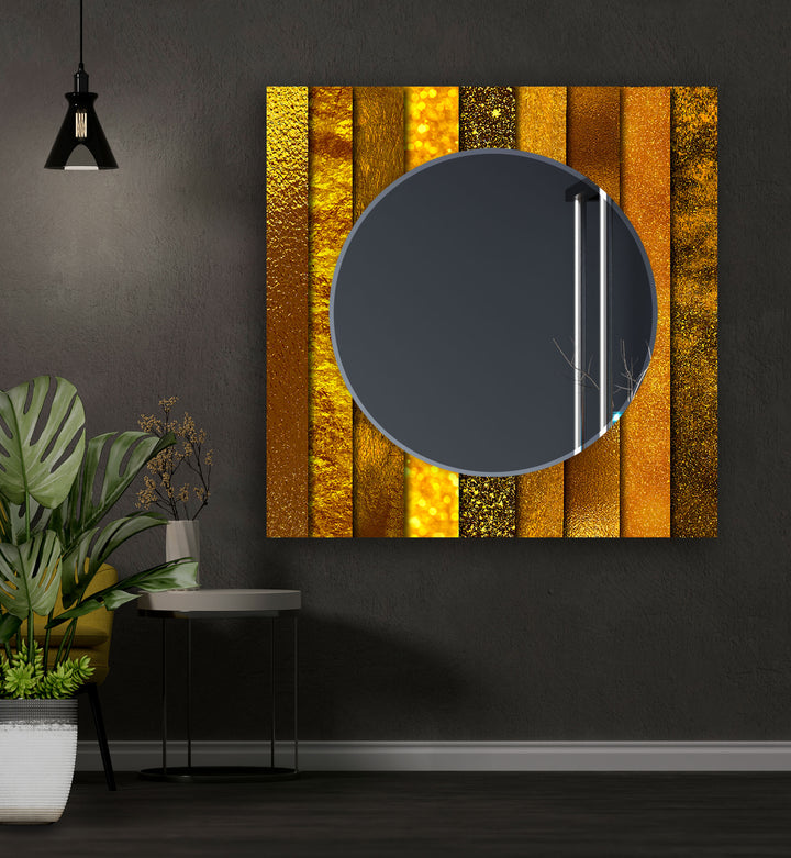 Golden Abstract Wall Mirror Black Wall Mirror
