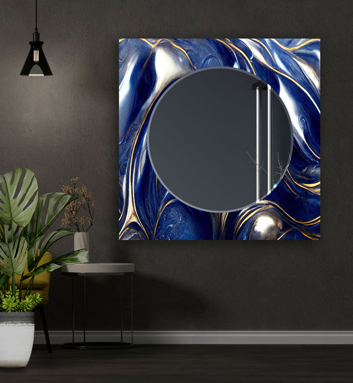 Dark Blue & Golden Wall Mirror Mosaic Wall Mirror
