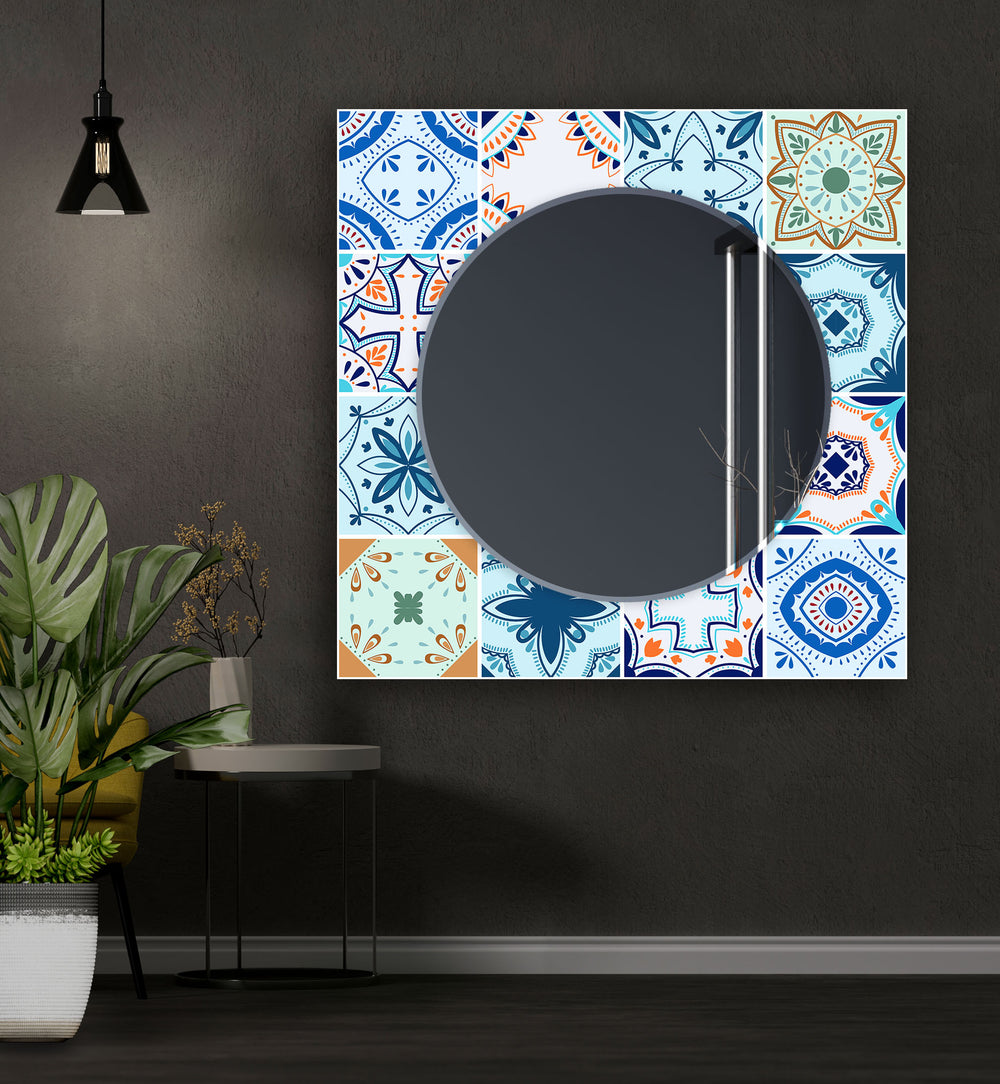 Mosaic Green & Blue Wall Mirror gold wall mirror
