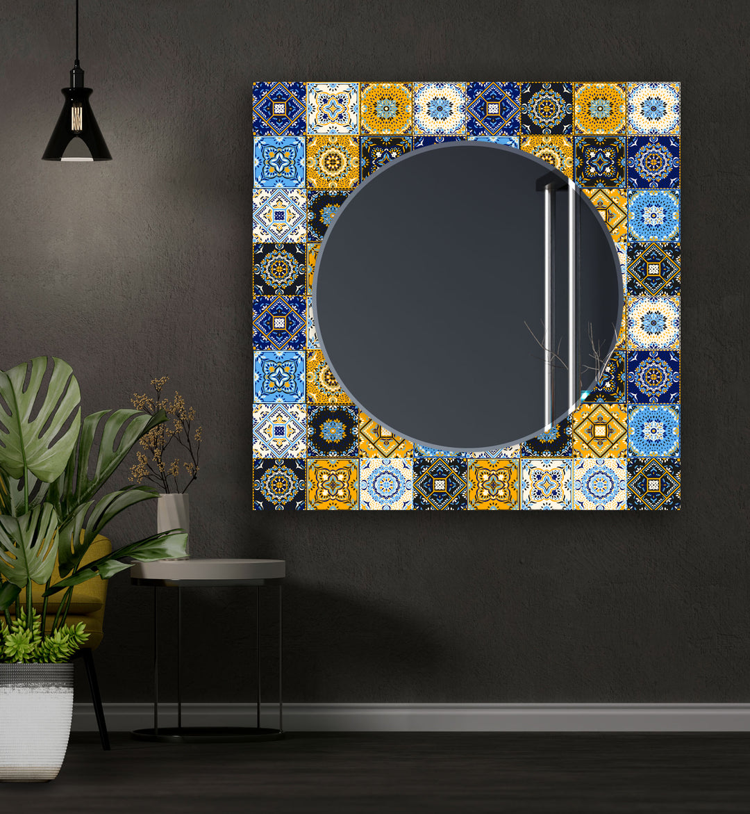 Navy Blue & Blue Mosaic Wall Mirrors backlit mirror
