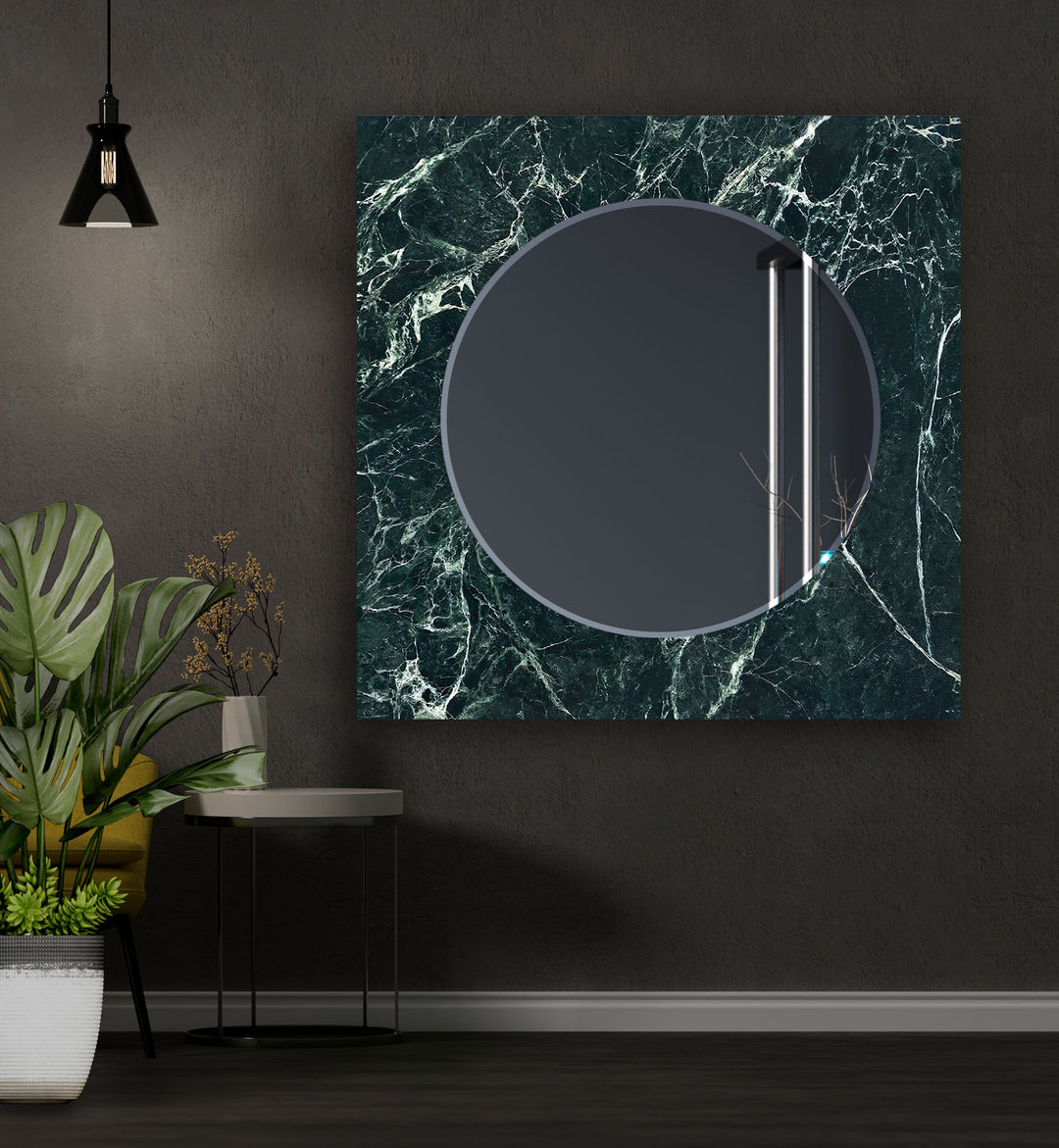 Green Marble with White Splashes Wall Mirror Decorative Wall Mirror
