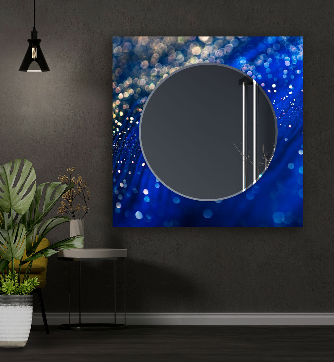 Shiny Blue Abstract Wall Mirror Bedroom Mirror
