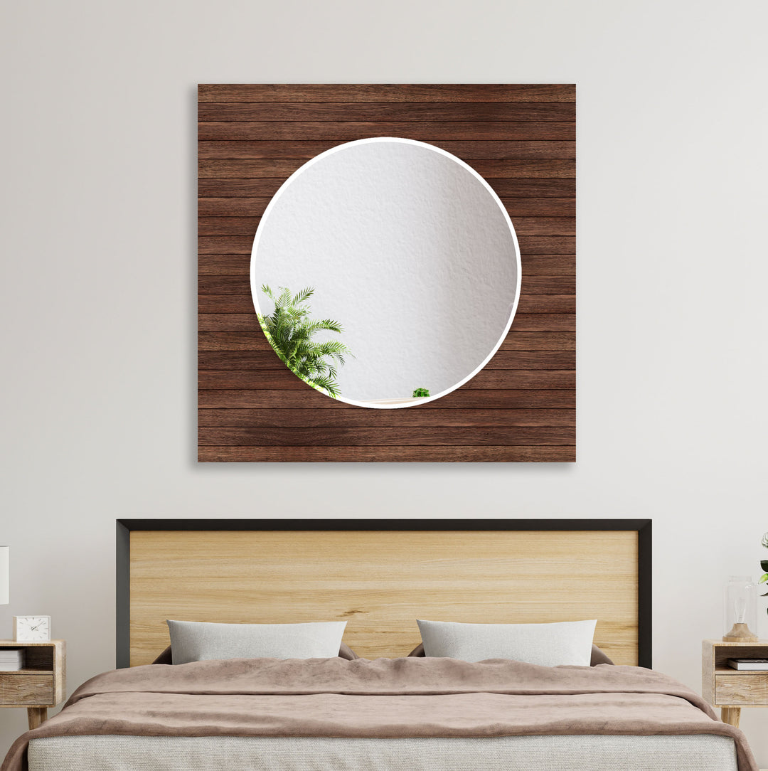 Dark Wooden Wall Mirror bathroom mirror with lights
