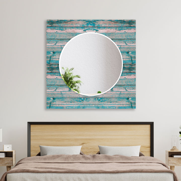 Blue Wooden Wall Mirror Dining Room Wall Mirror
