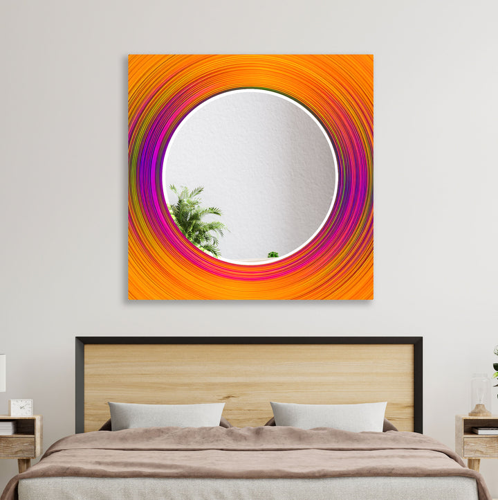 Orange & Pink Circles Wall Mirrors Black Wall Mirror
