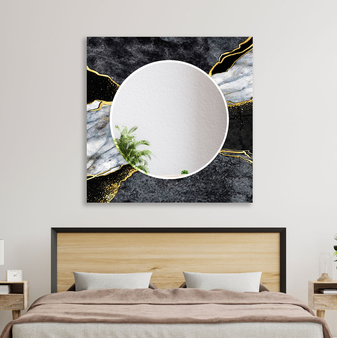 Black & Gray Abstract Wall Mirror Small Mirror
