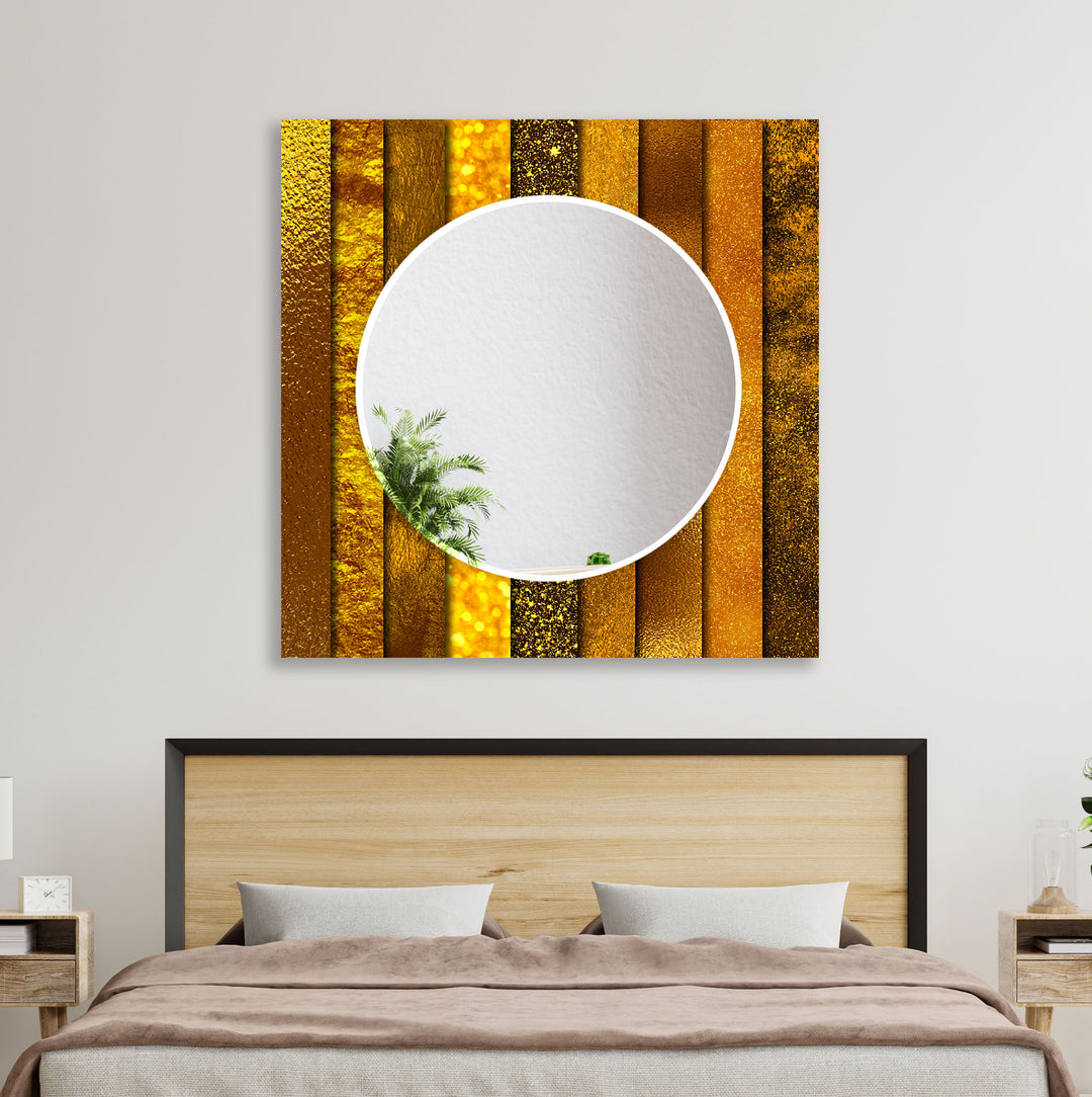 Golden Abstract Wall Mirror Bathroom Wall Mirror
