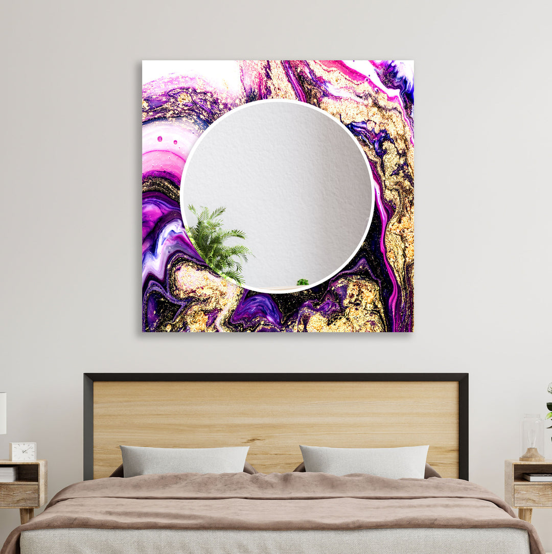 Pink & Purple Abstract Marble Wall Mirror Bathroom Mirror
