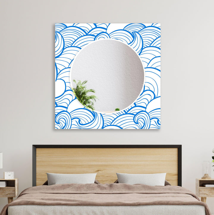 White and Blue Circles Wall Mirror gold wall mirror
