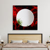 Red Round Tempered Glass Wall Mirror
