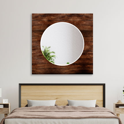 Dark Brown Wood Pattern Wall Mirror