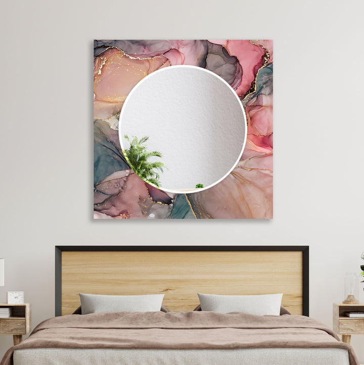 Abstract Pink Liquid Ink Wall Mirror Entryway Mirror
