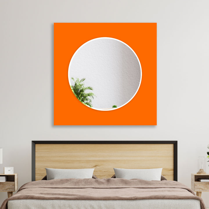 Orange Solid Color Wall Mirrors Stained Glass Wall Mirror
