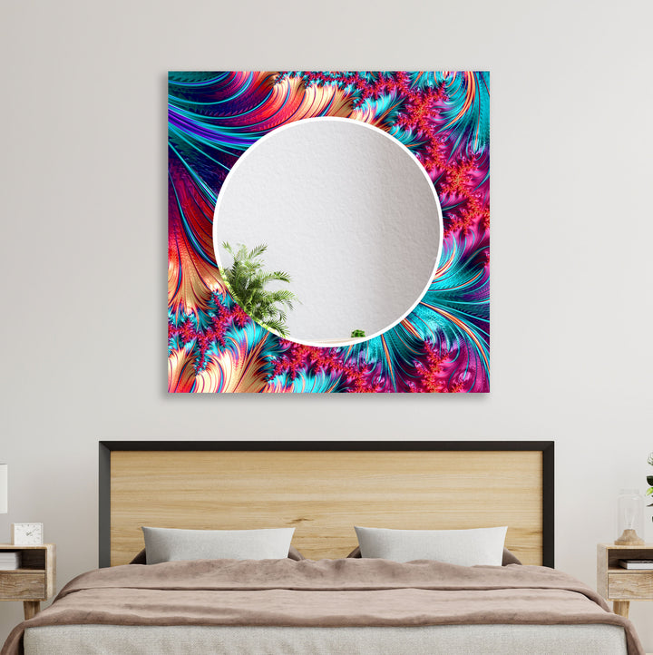 Abstract Fractal Neon Wall Mirror Huge Mirror
