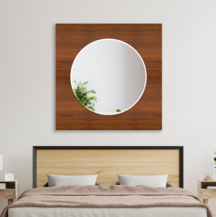 Dark Brown Wooden Design Wall Mirrors