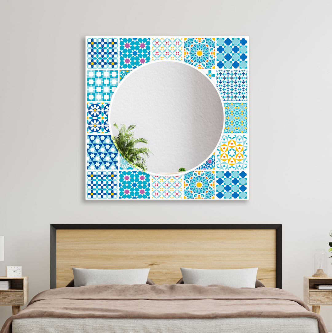 Mosaic Blue Wall Mirror Dining Room Wall Mirror
