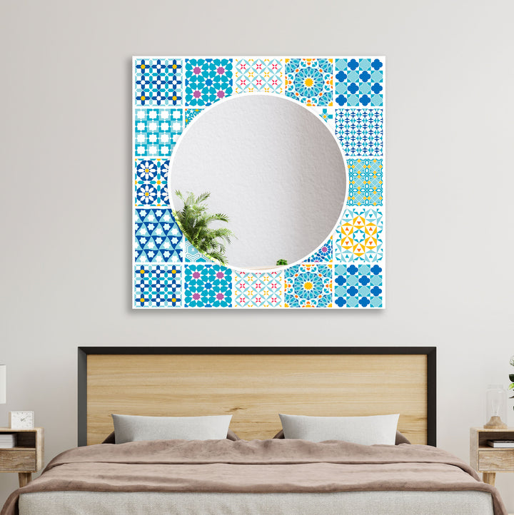 Mosaic Blue Wall Mirror Dining Room Wall Mirror
