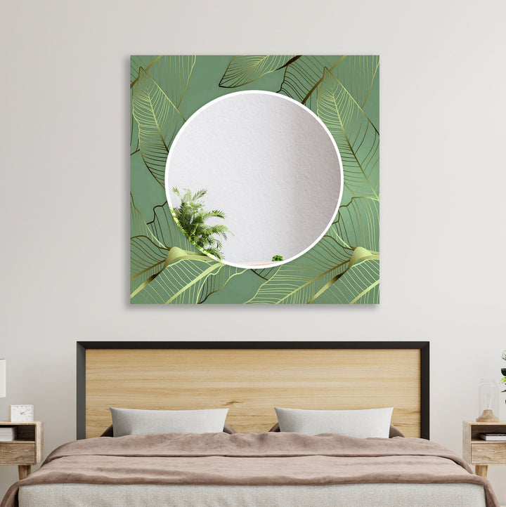 Green Golden Leafs Wall Mirror Living Room Mirror
