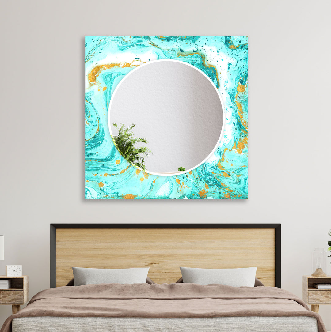 Turquoise Marble Wall Mirror Large Wall Mirror
