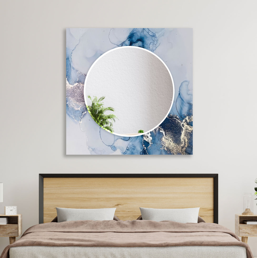 Blue & White Abstract Wall Mirrors Dining Room Wall Mirror
