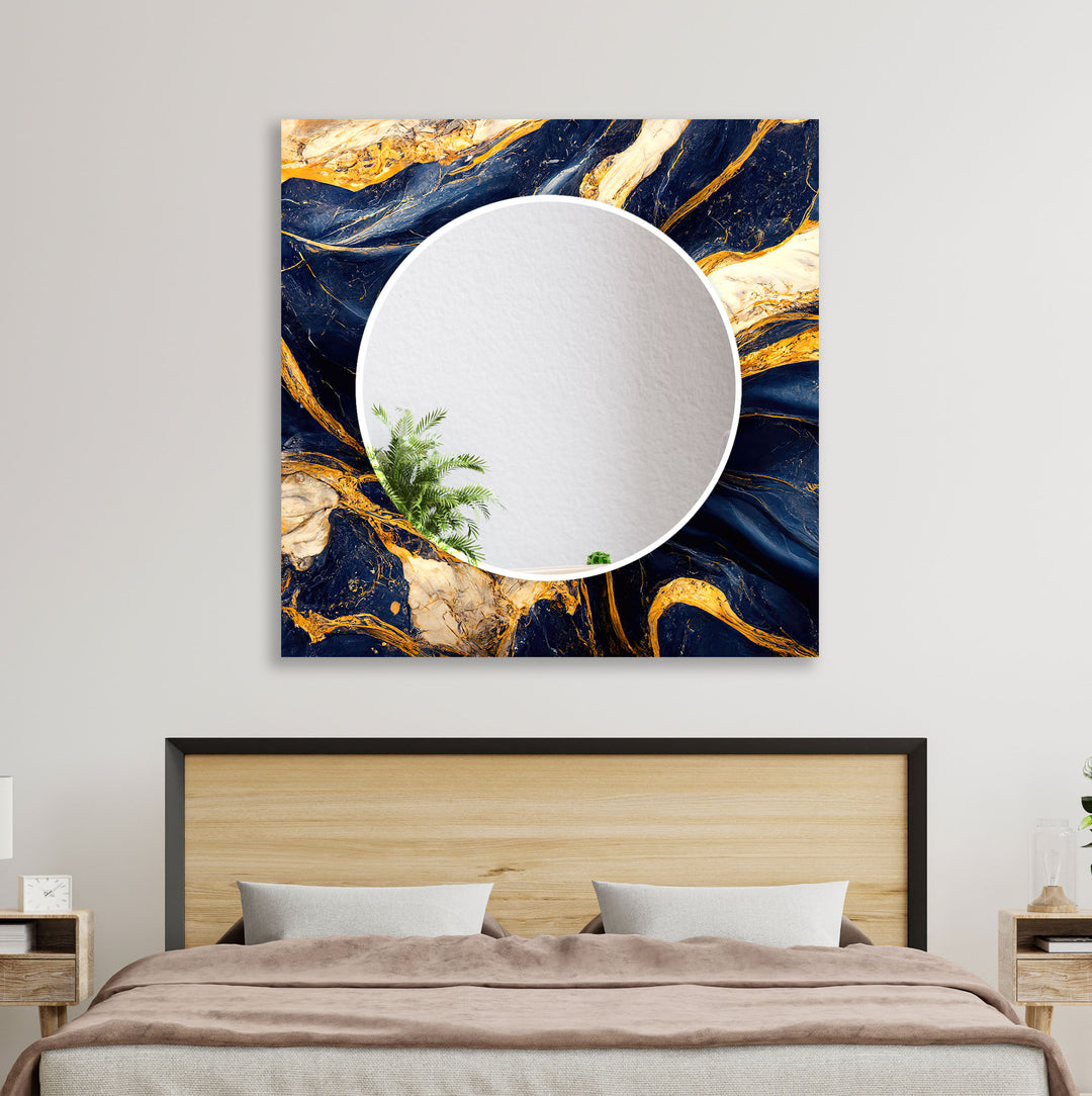 Dark Blue Golden Details Wall Mirrors living room mirror
