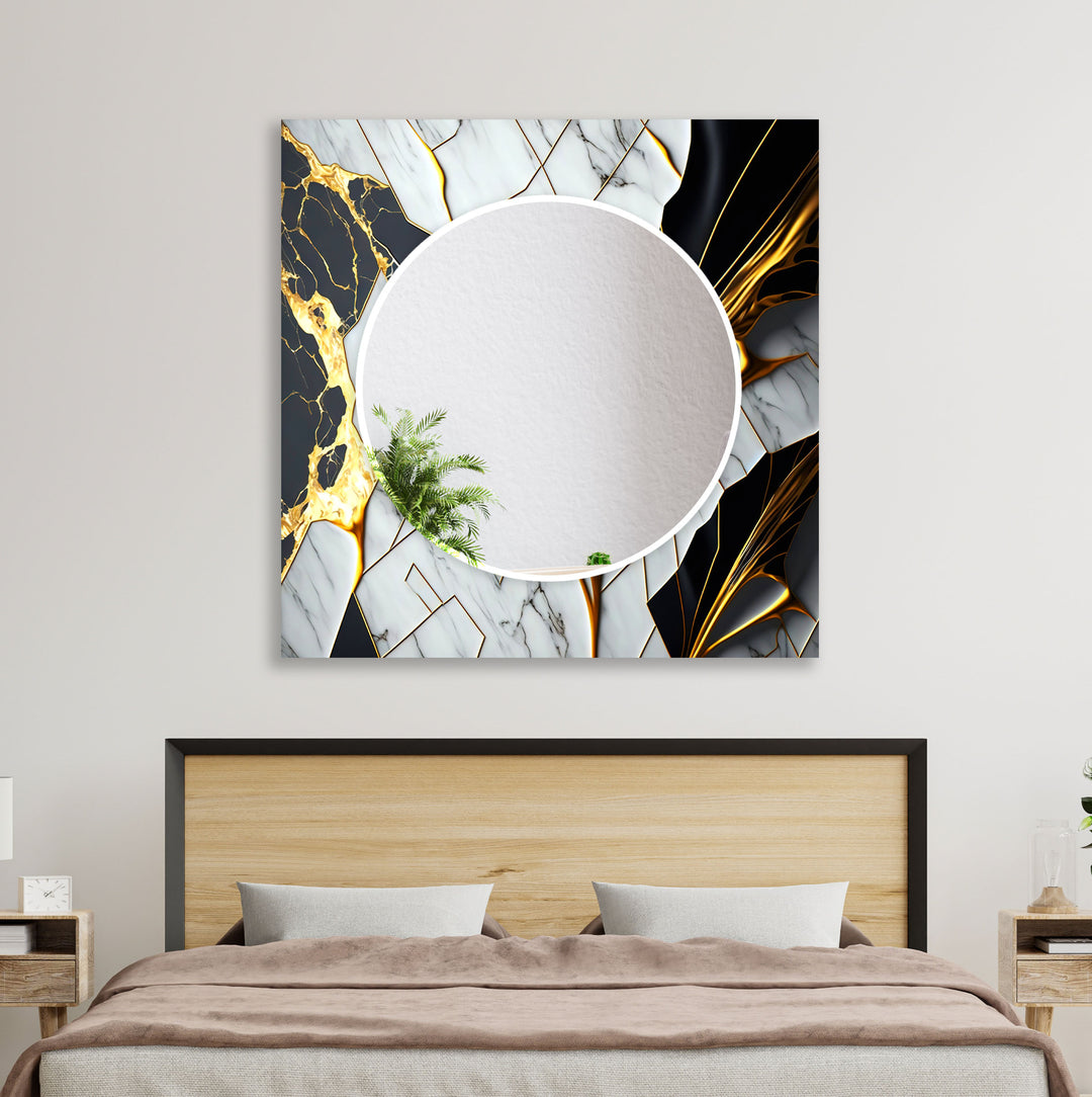 White & Black Gold Wall Mirror white mirror
