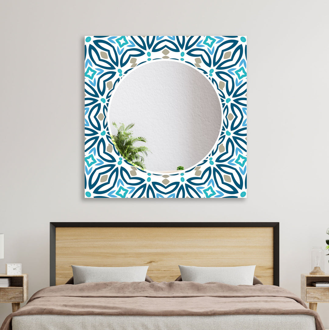 Mosaic Round Blue Wall Mirror Bathroom Mirror
