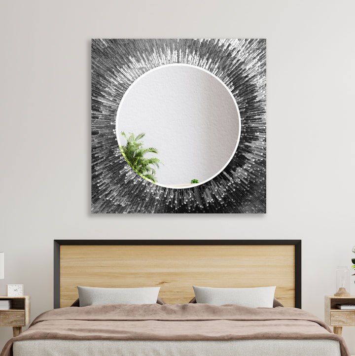 Gray Abstract Round Wall Mirror Mosaic Wall Mirror
