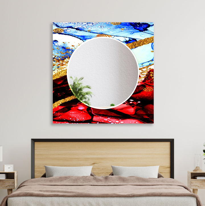 Golden Red & Blue Wall Mirror Decorative Wall Mirror
