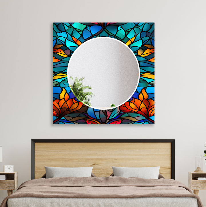 Blue Orange Leaf Wall Mirrors Small Wall Mirror
