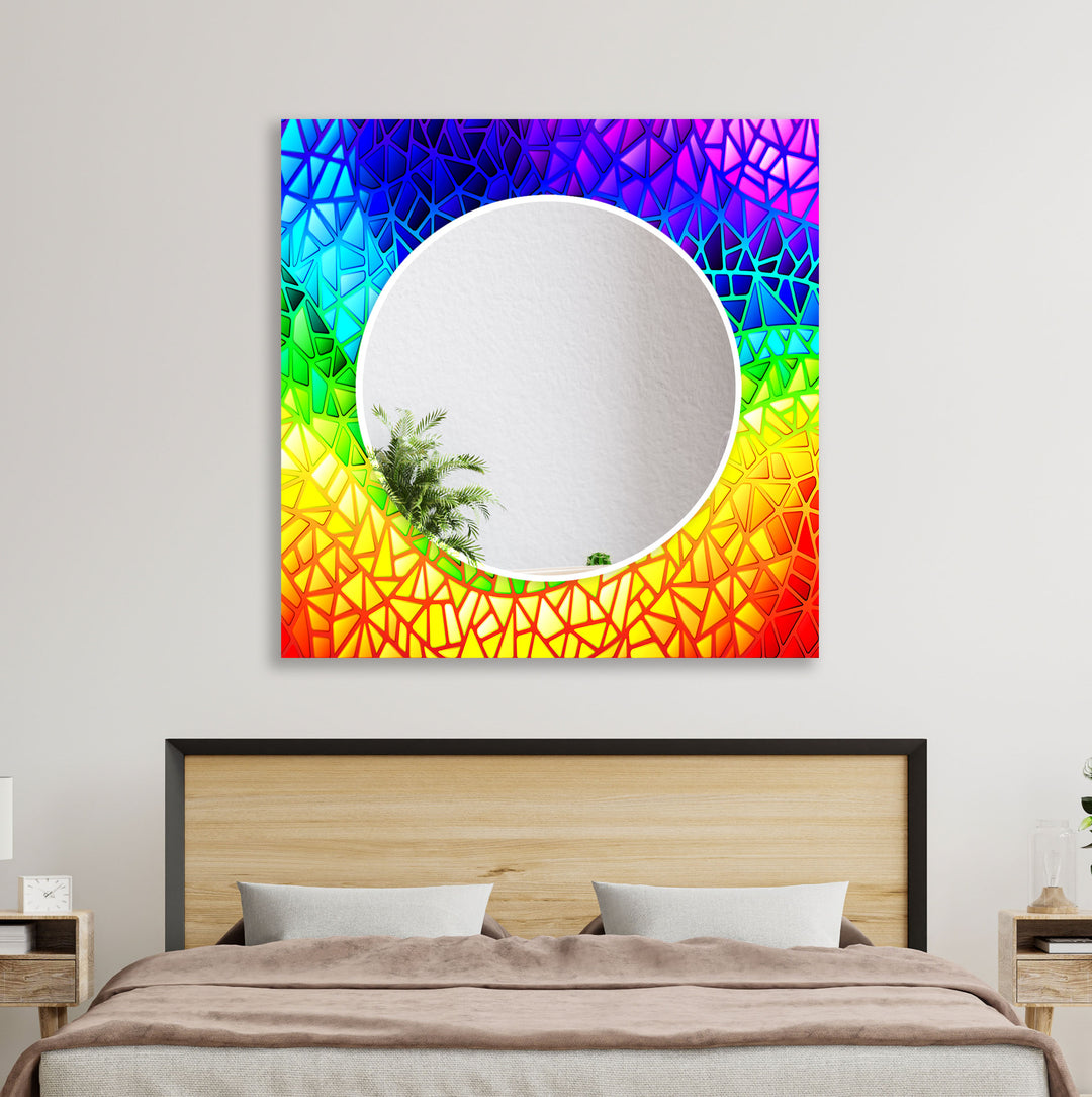 Rainbow Colored Stained Wall Mirror biggest wall mirror
