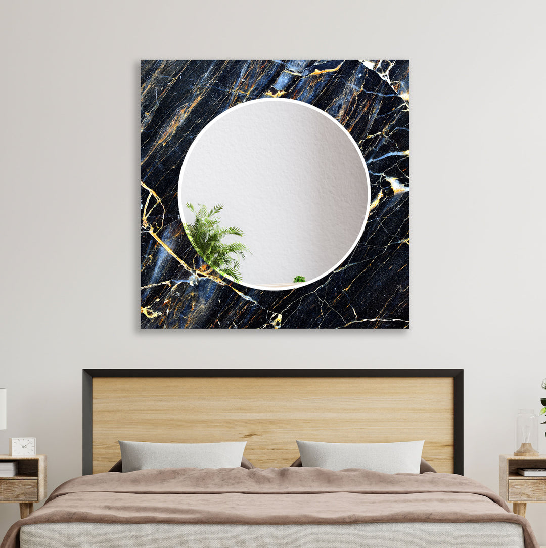 Dark Marble Abstract Wall Mirrors Stained Glass Mirror
