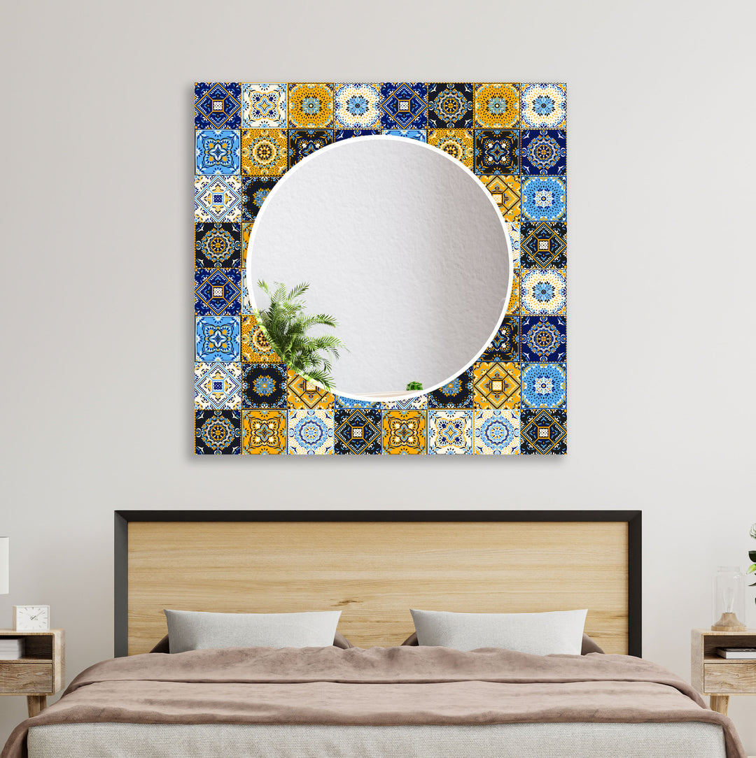 Navy Blue & Blue Mosaic Wall Mirrors large living room mirror
