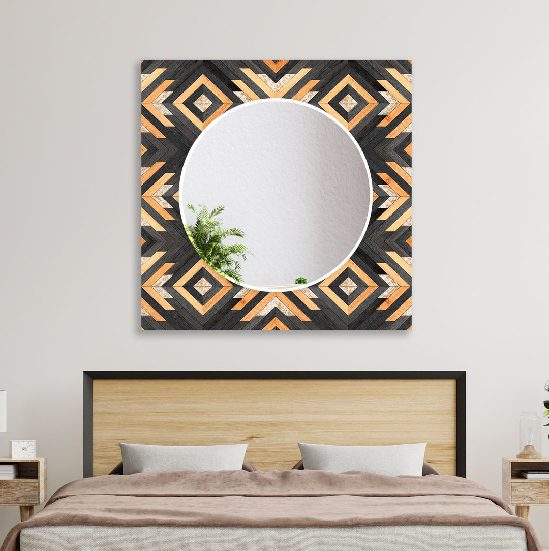 Wood Design Black Orange Wall Mirror Framed Mirror
