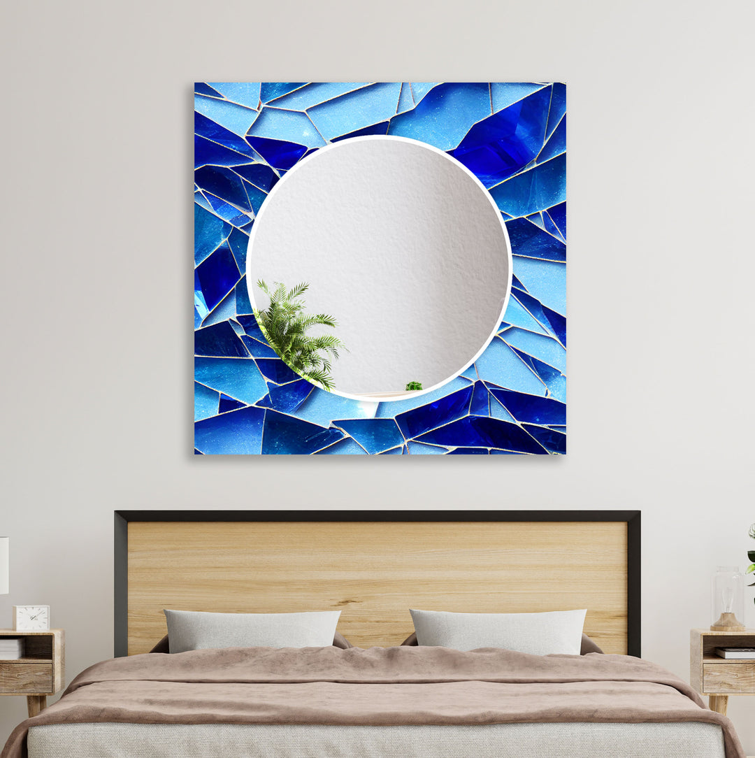 Stained Cracked Blue Wall Mirror Long Mirror
