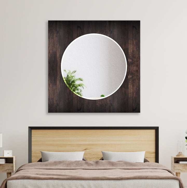 Dark Brown Wooden Pattern Design Wall Mirror Modern Wall Mirror
