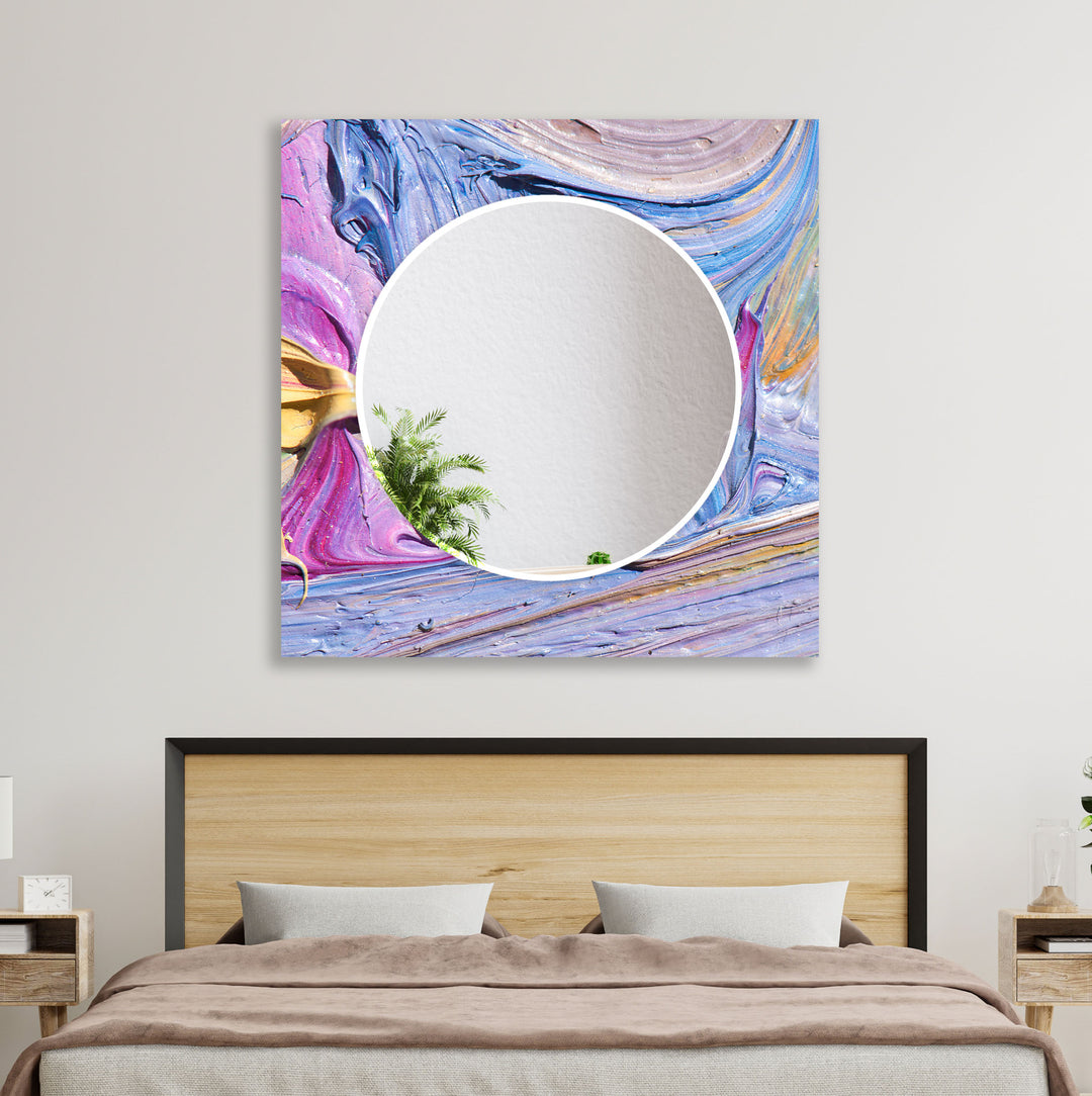 Purple Abstract Oil Art Wall Mirror Green Wall Mirror
