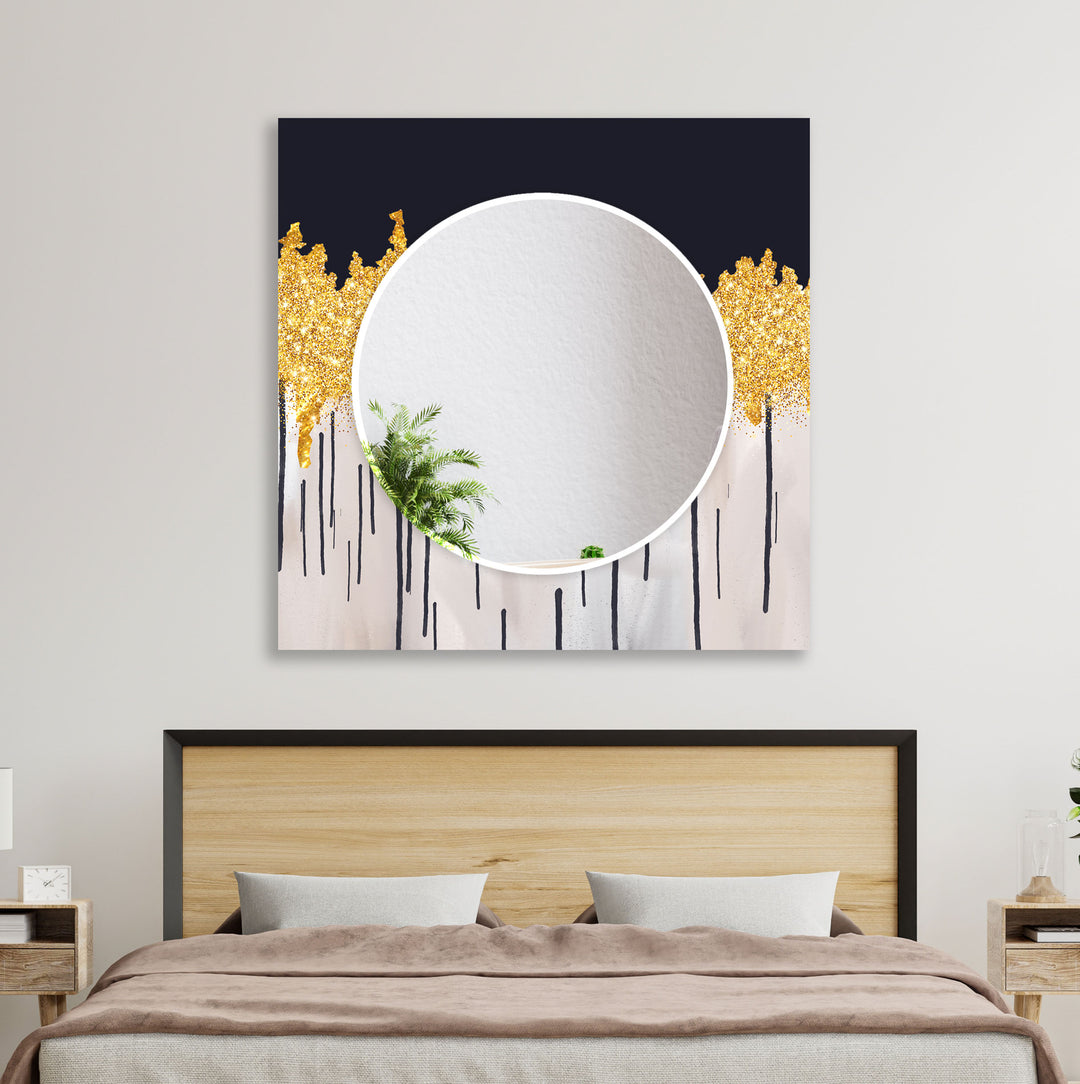 Abstract with Gold Details Wall Mirror Long Wall Mirror