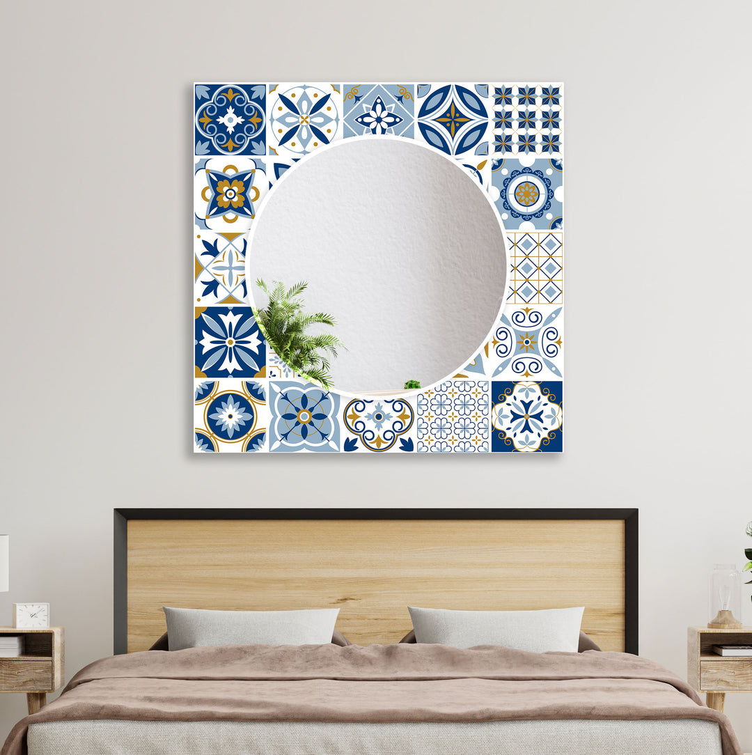 Blue and White Wall Mirrors large floor mirror
