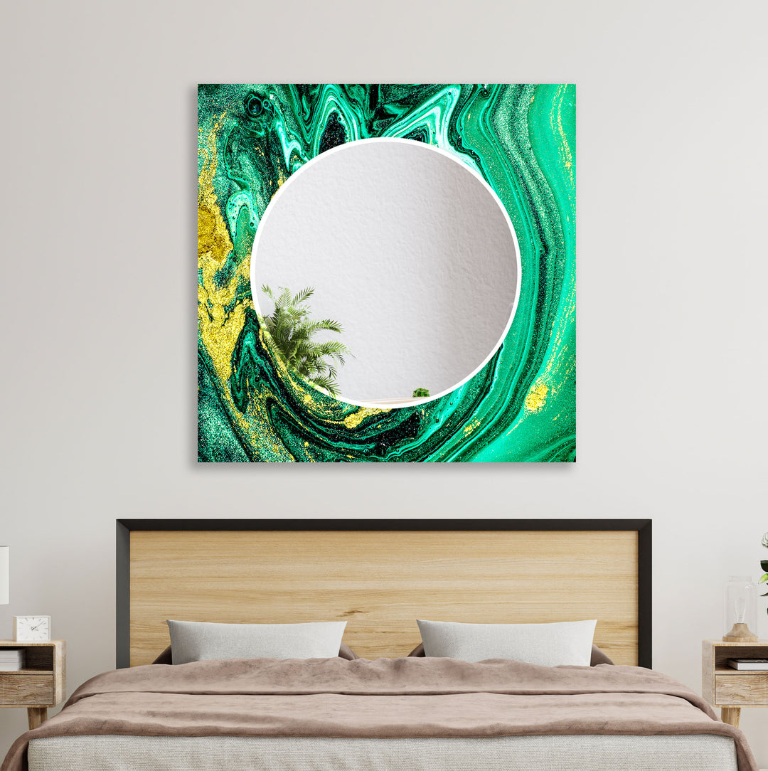 Green Epoxy Design Wall Mirror Living Room Mirror
