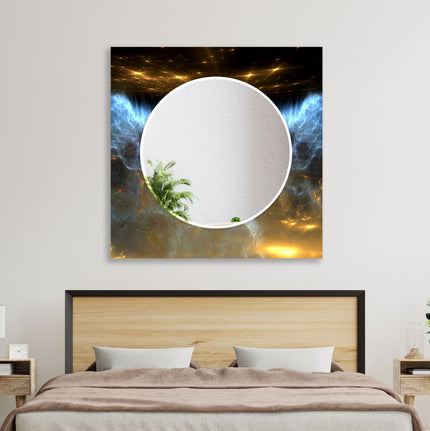 Abstract Tempered Glass Wall Mirror