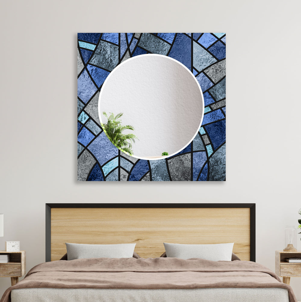 Blue Stained Wall Mirrors Decorative Wall Mirror
