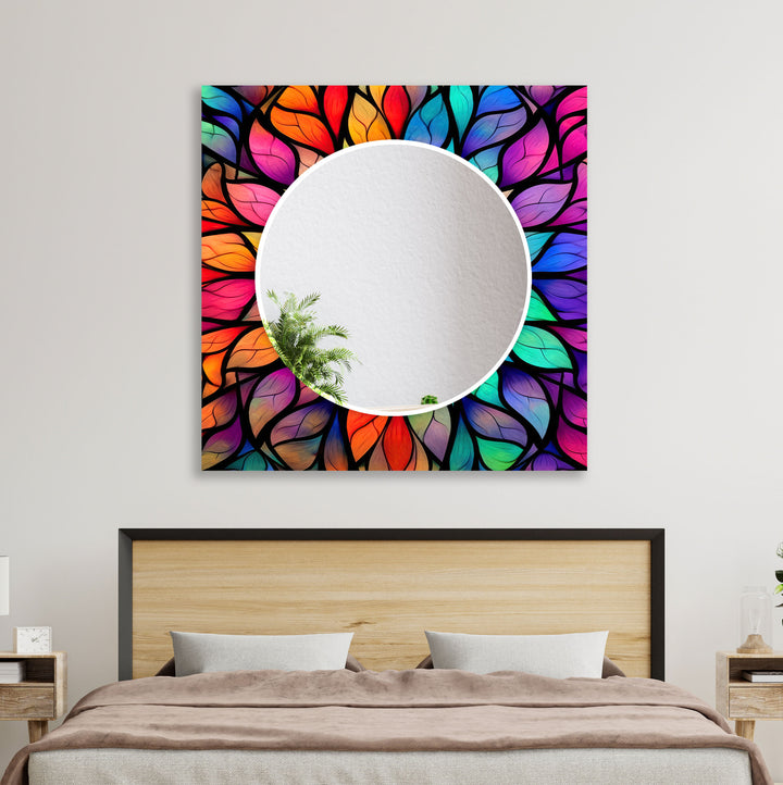 Stained Flower Wall Mirror Red Wall Mirror
