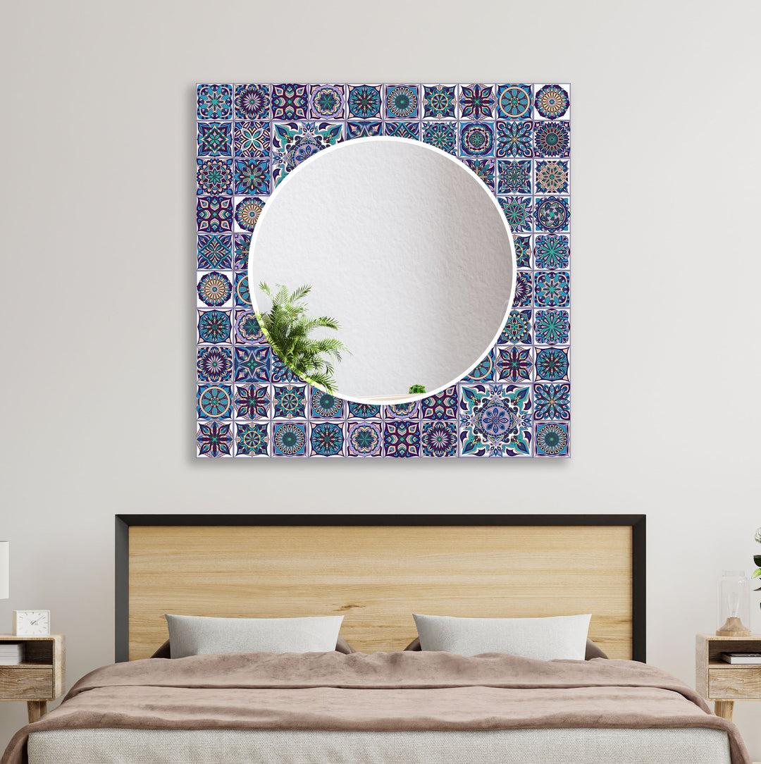 Green and Blue Mandala Wall Mirror gold mirror
