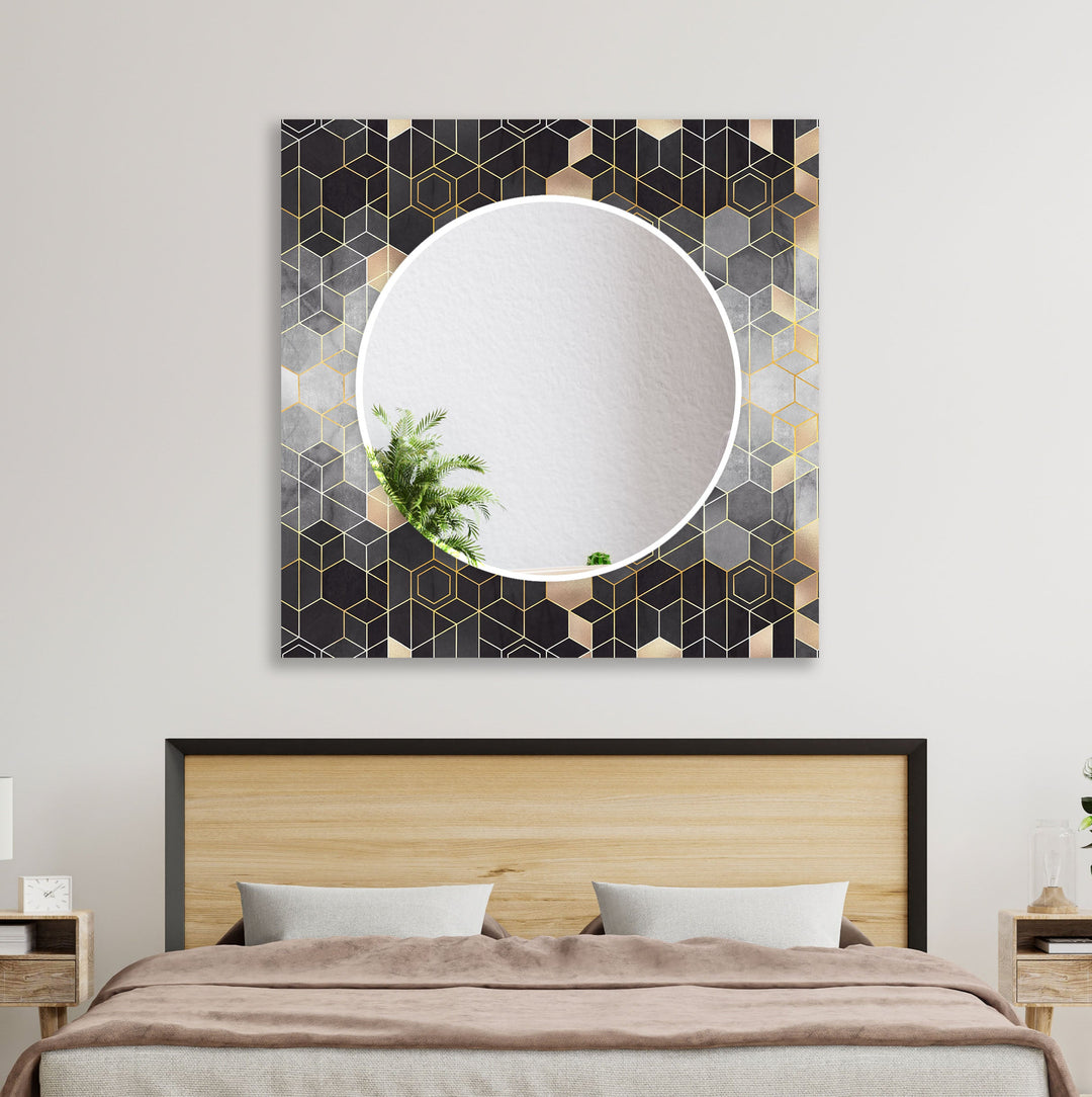 Grey Hexagon Wall Mirror wall decorative mirror
