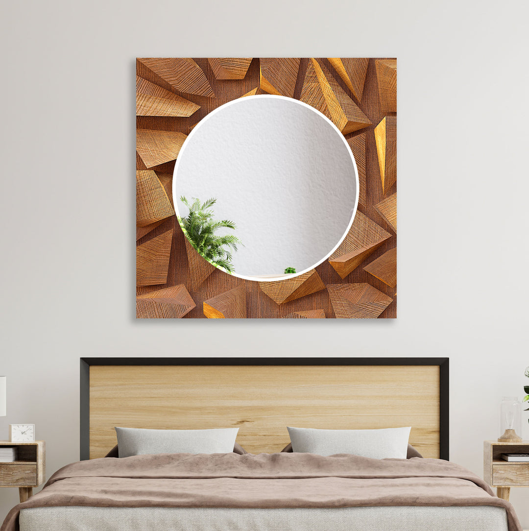 Wood 3D Brown Wall Mirror gold wall mirror
