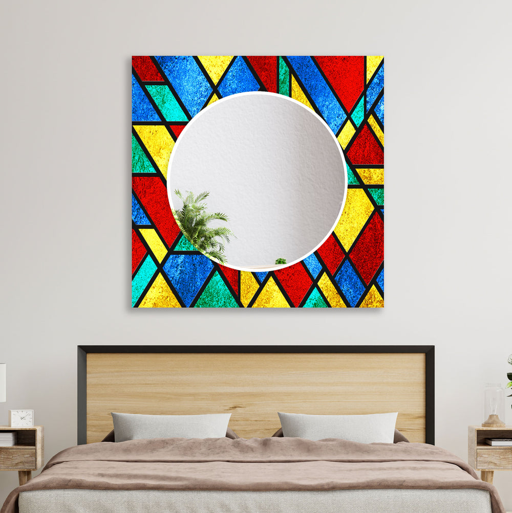 Red Yellow and Blue Wall Mirror Square Mirror
