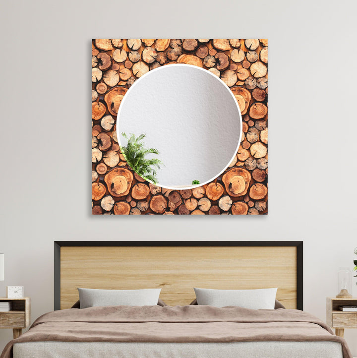 Woods Pattern Round Wall Mirror backlit mirror
